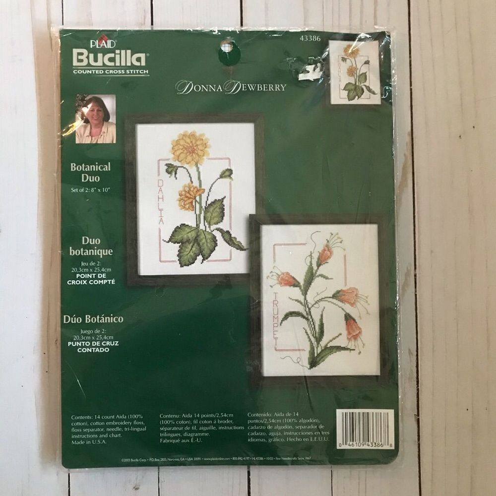 Bucilla Donna Dewberry 43386 floral counted cross stitch New